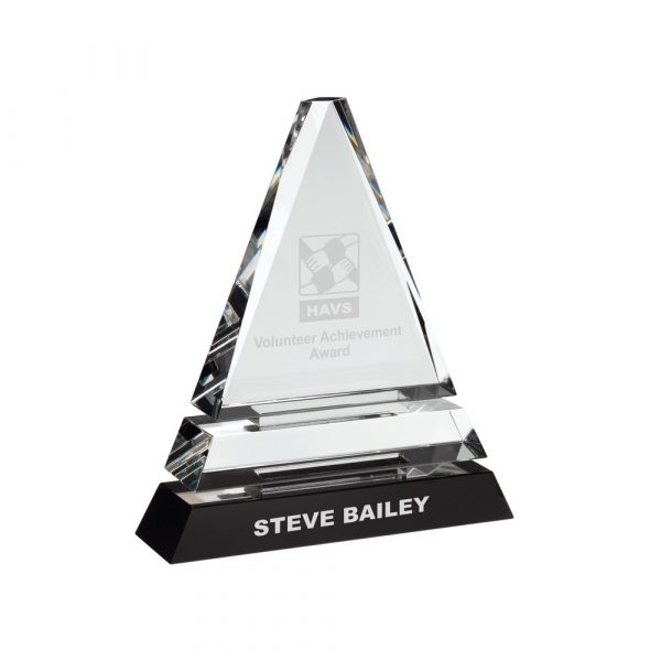 Clear Glass Pyramid On Black Base