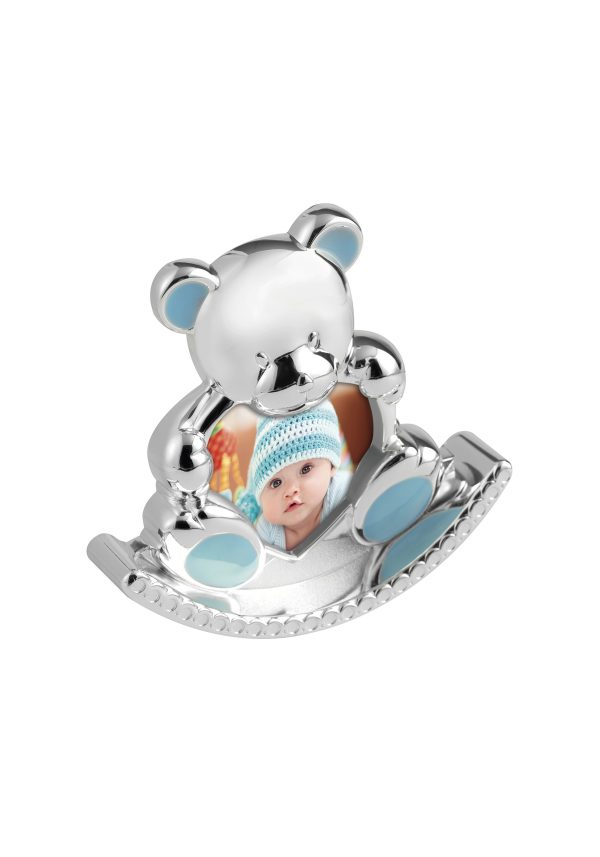 5in Blue Enml Rocking Teddy Photo Frm