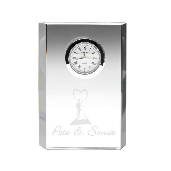 CLEAR GLASS RECTANGLE CLOCK - 4.75in