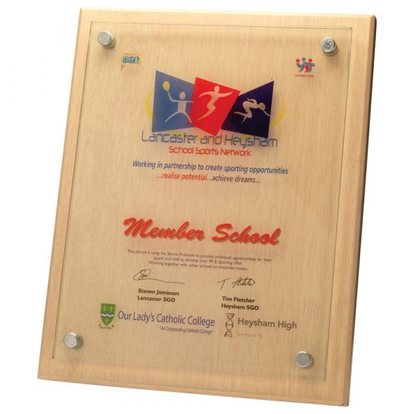 Light Wood Plaque With Glass Front