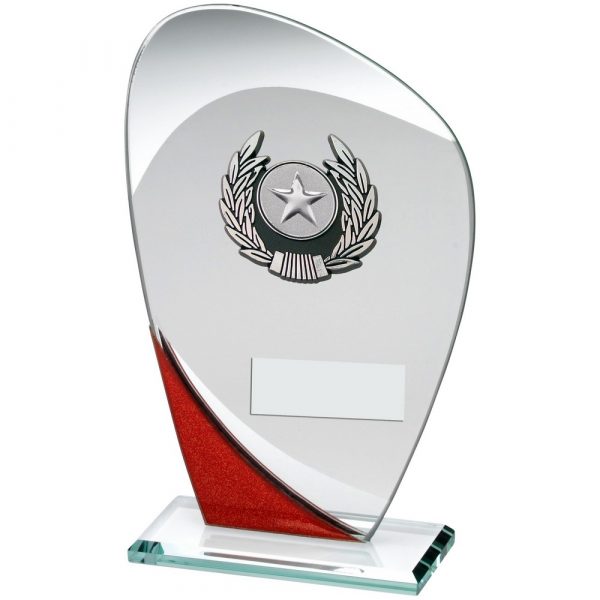 Jade Red Silver Glass Plaque