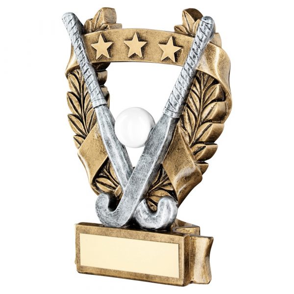 BRZ/PEW/WHITE/GOLD HOCKEY 3 STAR WREATH AWARD TROPHY