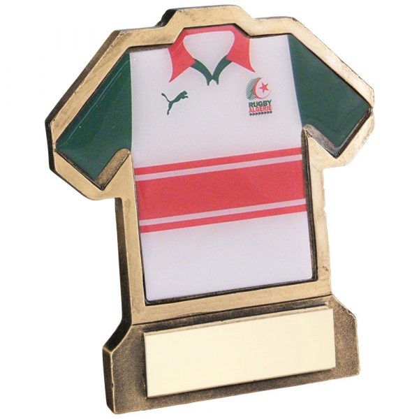 BRZ/GOLD RESIN RUGBY SHIRT TROPHY - (SHIRT C)