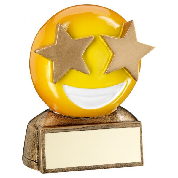 BRZ/YELLOW 'STAR EYES EMOJI' FIGURE TROPHY - 2.75in