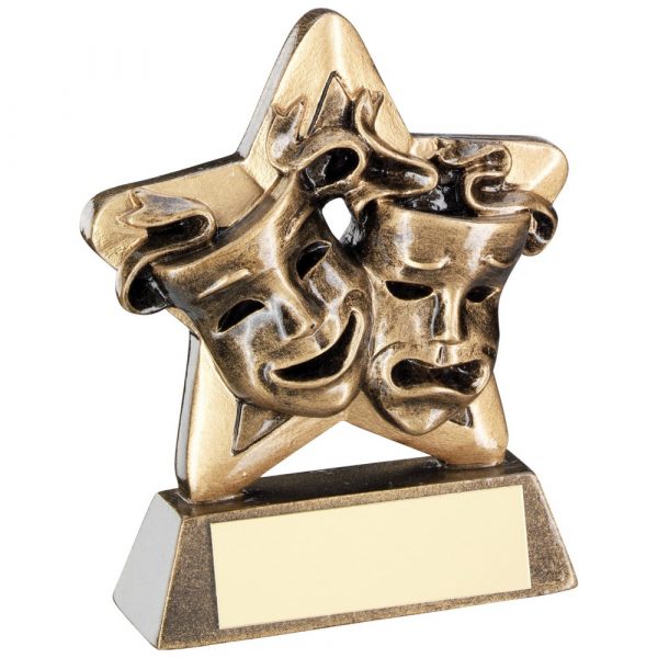 BRZ/GOLD DRAMA MASKS MINI STAR TROPHY