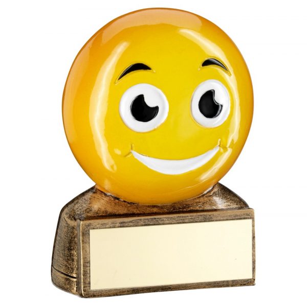 BRZ/YELLOW 'SMILING EMOJI' FIGURE TROPHY - 2.75in