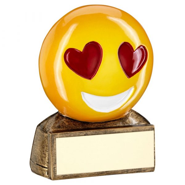 BRZ/YELLOW/RED 'HEART EYES EMOJI' FIGURE TROPHY - 2.75in