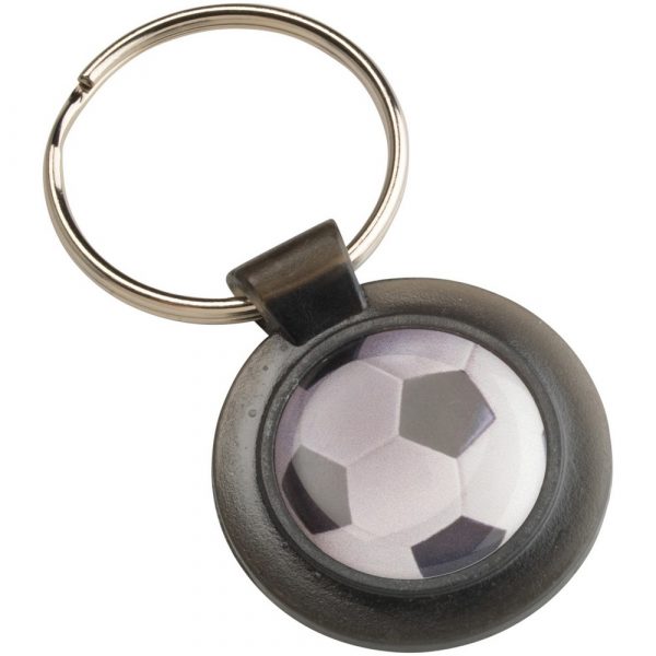 ROUND KEYRING - BLACK (1in CENTRE) 1.5in