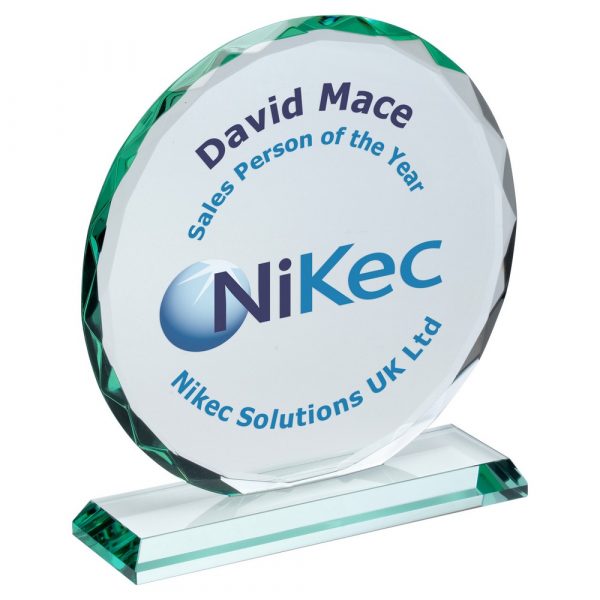 Jade Glass Round Faced Plaque