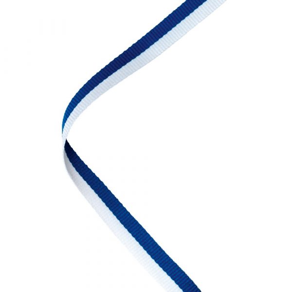 NARROW MEDAL RIBBON ROYAL BLUE/WHITE - 30 x 0.4in