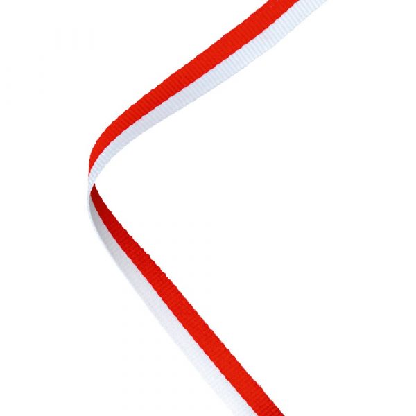 NARROW MEDAL RIBBON RED/WHITE - 30 x 0.4in