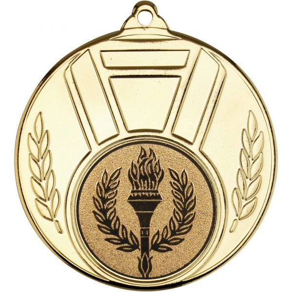 RIBBON AND LEAF MEDAL (1in CENTRE) - GOLD 2in