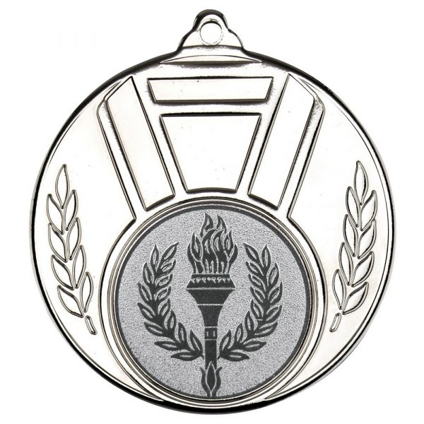 RIBBON AND LEAF MEDAL (1in CENTRE) - SILVER 2in