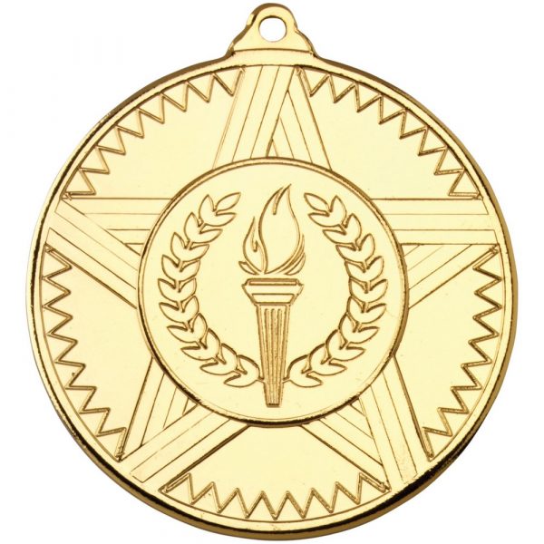 STRIPED STAR MEDAL (1in CENTRE) - GOLD 2in