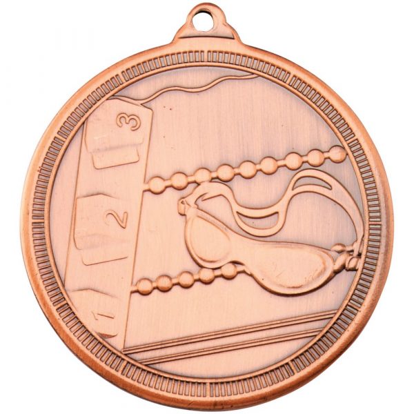 SWIMMING 'MULTI LINE' MEDAL - BRONZE 2in