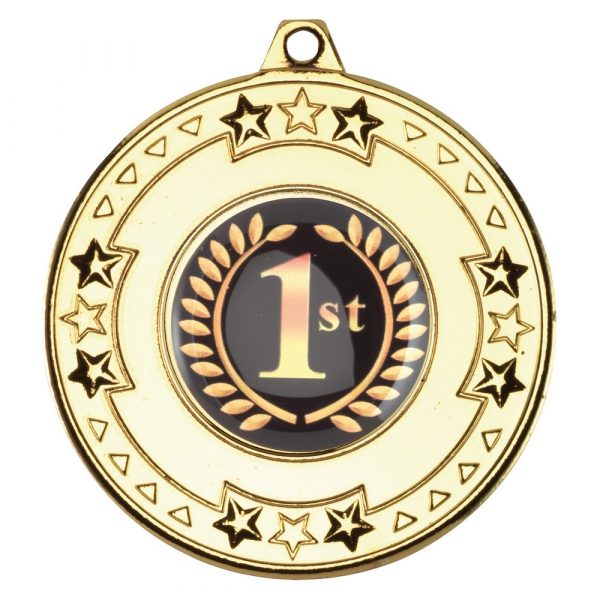 TRI STAR MEDAL (1in CENTRE) - GOLD 2in