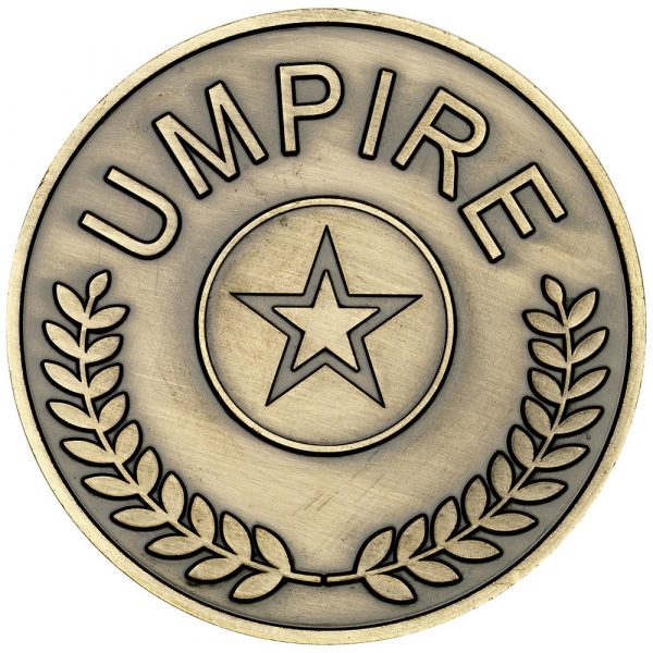 UMPIRE MEDALLION (1in CENTRE) - ANTIQUE GOLD - 2.75in