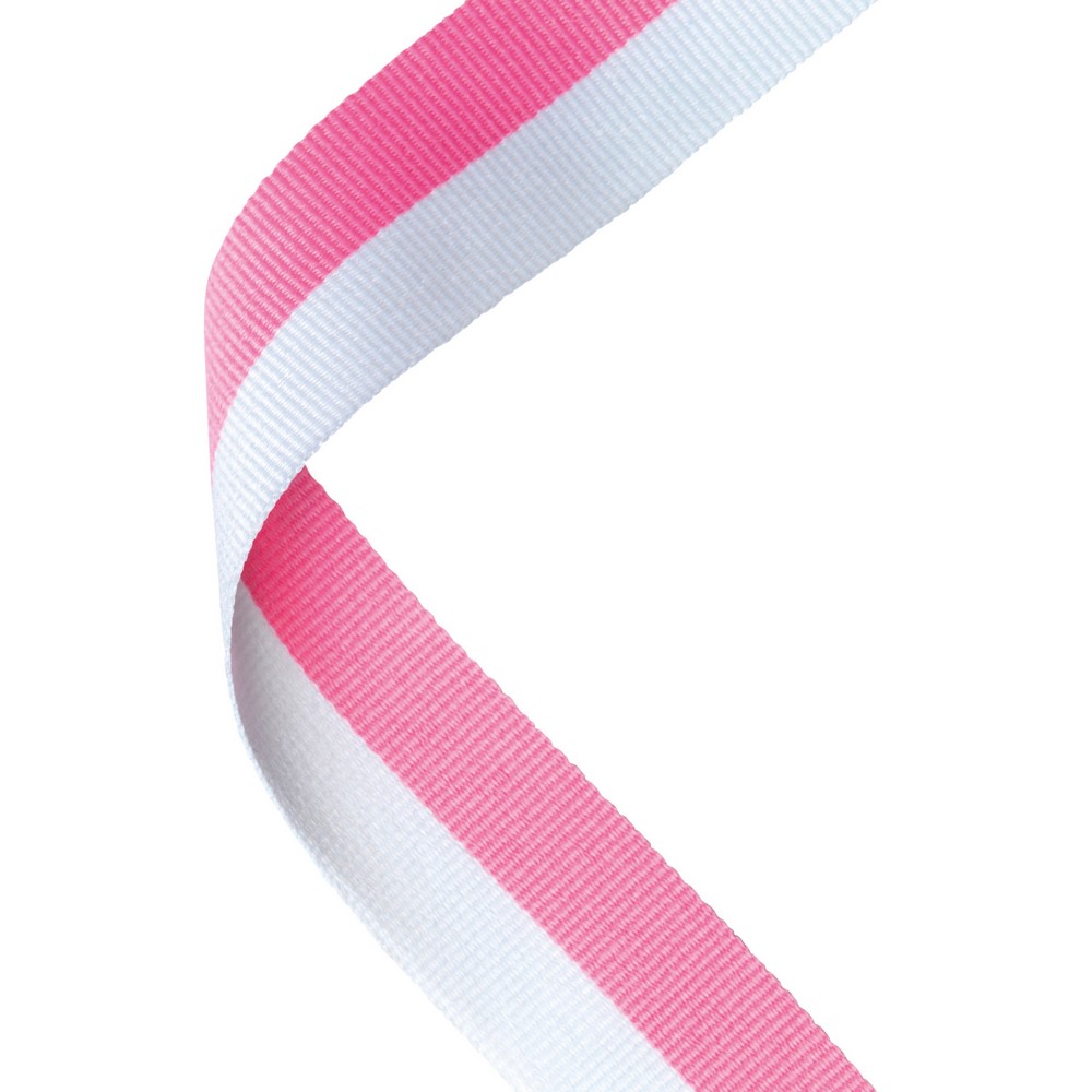30 X 0.875in MEDAL RIBBON PINK/WHITE 
