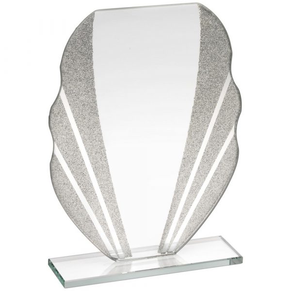 JADE GLASS PLAQUE WITH SILVER GLITTER DETAIL - 7.25in