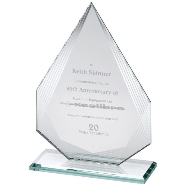 JADE GLASS DIAMOND WITH SILVER LINED EDGES -  6.5in