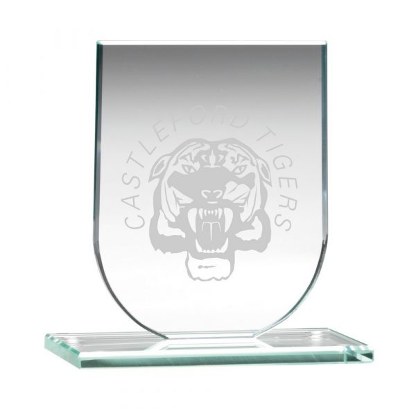JADE GLASS SHIELD PLAQUE (6MM THICK) - 4.25in