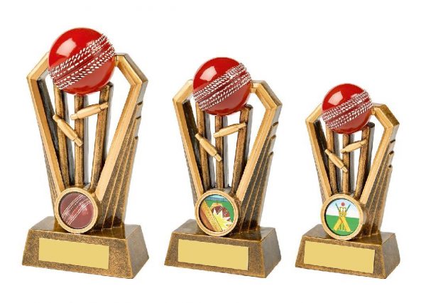 Antique Gold Cricket Wickets Award with Red Ball