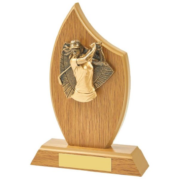Light Oak Female Golf Wood Plaque Award